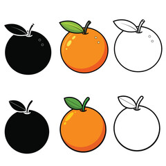 set vector illustration outline coloring page orange silhouettes	
