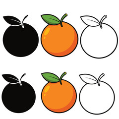 set vector illustration outline coloring page orange silhouettes	
