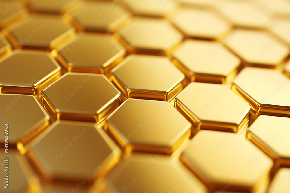 Aufkleber golden hexagon patterns create an intricate design resembling honeycomb structures in a captivating 