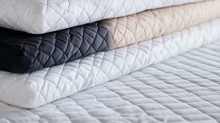 Stack of quilted pillows exudes soft comfort and simple elegance