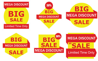 Sale tags collection Set of vector red starburst, sunburst badges. of vecor illustration