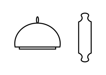 vector illustration of a restaurant cloche and a rolling pin