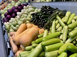 vegetables on store shelves