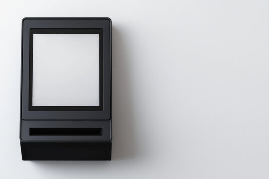 Sleek black terminal, ready to serve with its vibrant touchscreen display