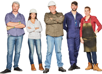 Gruppe Arbeiter als erfolgreiches Team