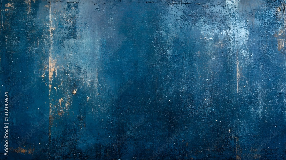 Poster Stunning abstract grunge background with a captivating textured surface featuring an aged and weathered metallic surface with peeling paint in moody shades of blue  This image exudes an atmospheric