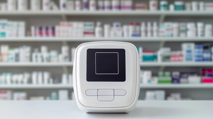 Obraz premium Digital blood pressure self check station displays healthy information