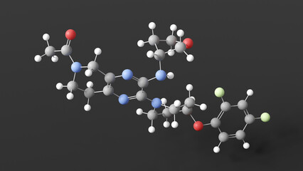 solangepras molecule 3d, molecular structure, ball and stick model, structural chemical formula nervous system drug stubs