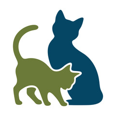 Elegant cat rescue logo with a sleek feline silhouette and heart symbol. Ideal for pet adoption centers, animal shelters, and charity organizations.