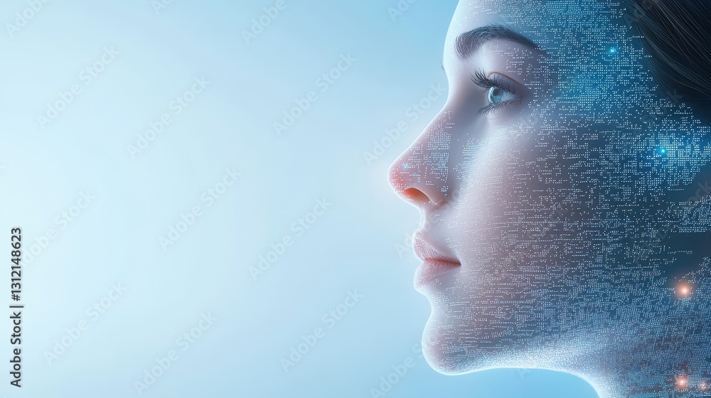 Poster digital interface woman, exploring the future of technology and humancomputer interaction