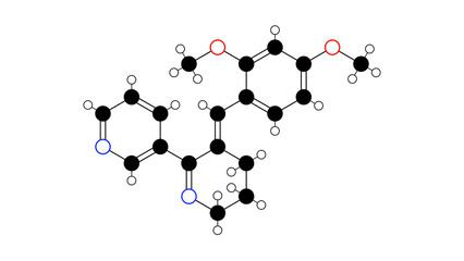 gts-21 molecule, structural chemical formula, ball-and-stick model, isolated image antipsychotics