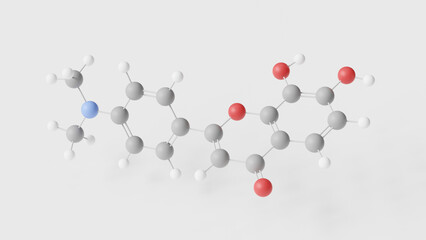 eutropoflavin molecule 3d, molecular structure, ball and stick model, structural chemical formula antidepressants