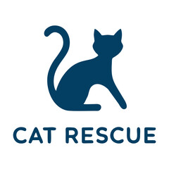 Heartwarming cat rescue logo with a hand cradling a small kitten. Best for animal rescue groups, pet charities, and adoption programs.
