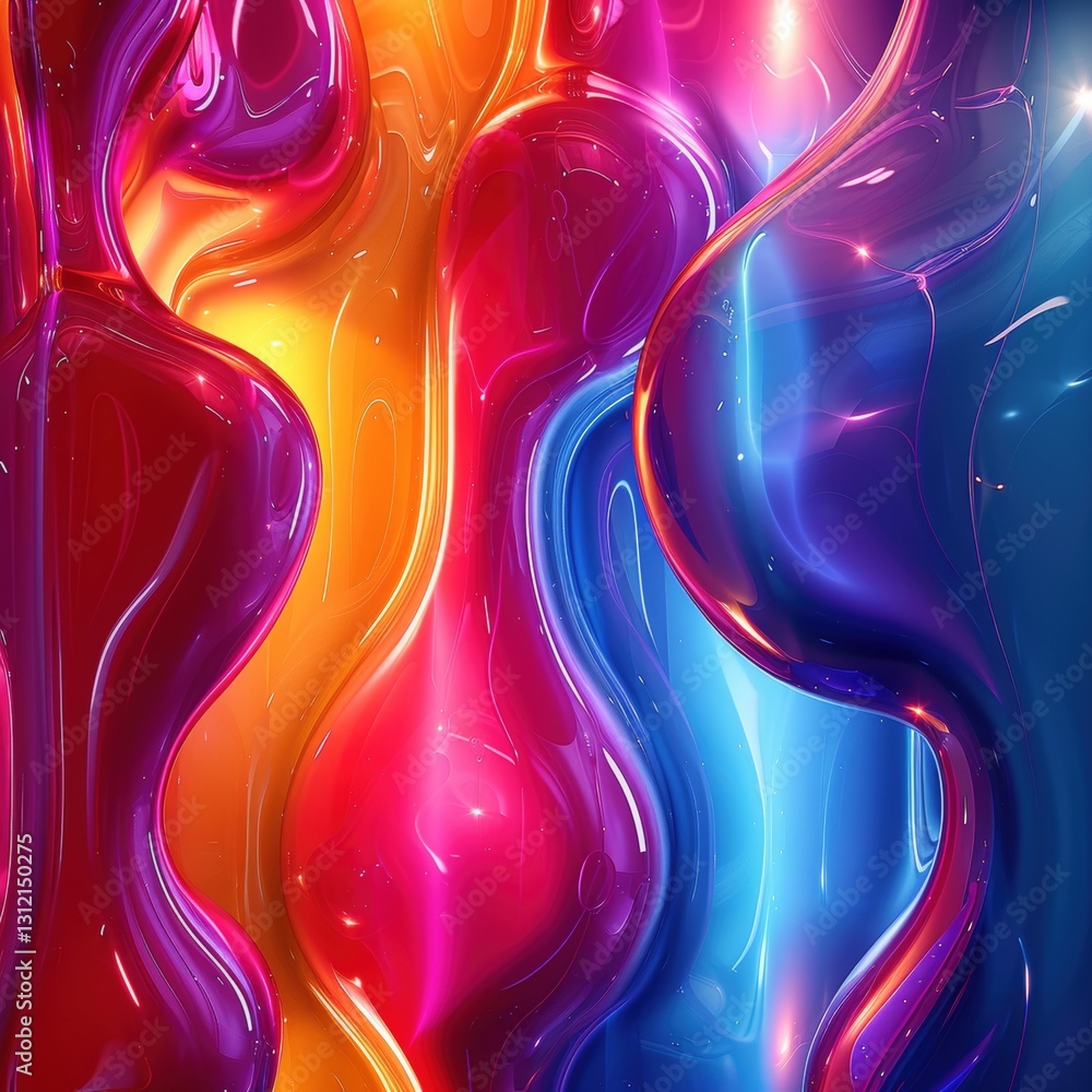 Poster a captivating display of smooth colorful shapes blends hues of red blue orange and purple. the fluid