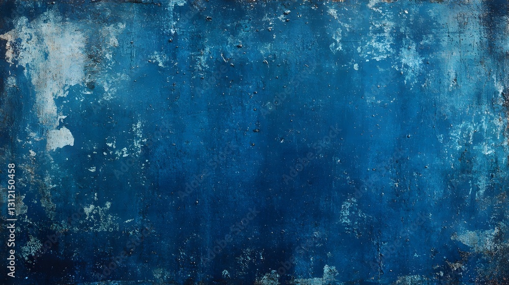 Aufkleber Vibrant blue abstract grunge textured background with an aged weathered wall paint effect  Moody dramatic and expressive design with muted tones colors and a rough grungy surface
