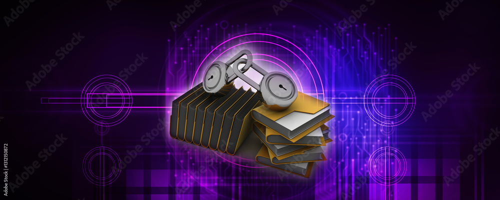 Poster 3d rendering folder protected lock