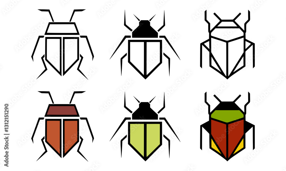 Poster bugs vector icons set, bug logo, cockroach bug icon isolated on transparent or white background