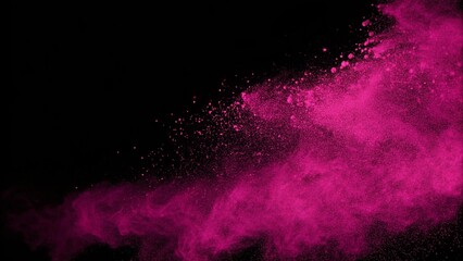 Abstract pink powder explosion on black background. abstract colored powder splatted. Dense multicolored smoke of red, purple, and pink colors. Background of a smoke vape