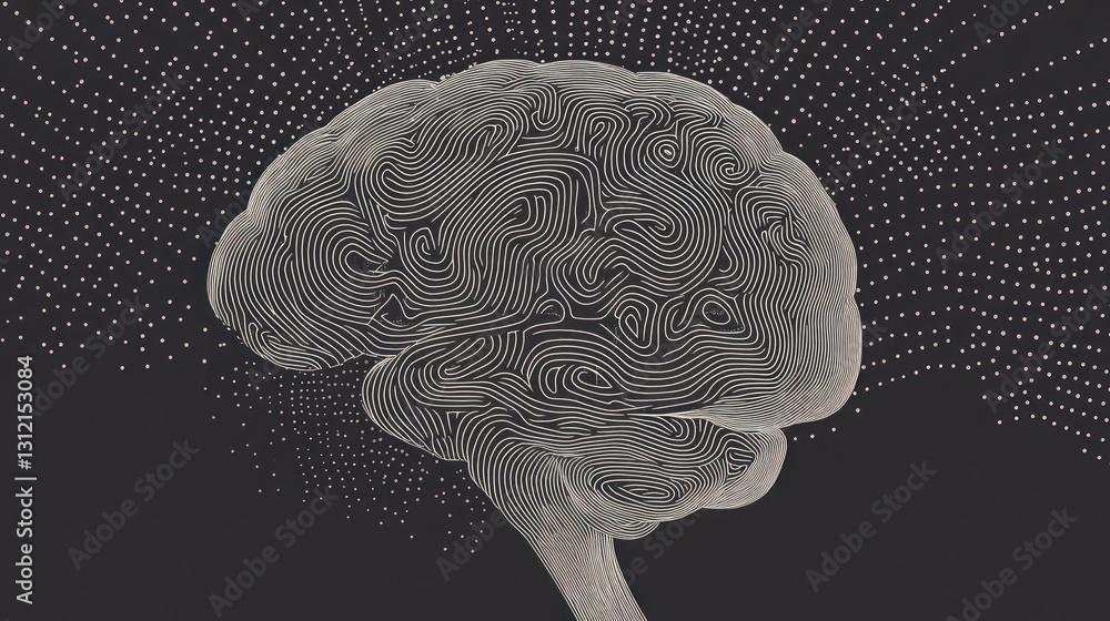 Poster abstract brain with data stream