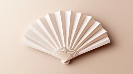 Beige Paper Fan on Pastel Background