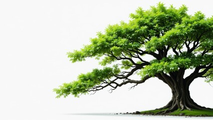 Obraz premium Lush Green Tree with Expansive Branches Displaying Vibrant Leaves in a Serene Natural Setting