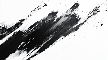 Obraz premium Abstract Black Ink Brushstrokes on White Background
