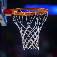 Basketball hoop standing tall in an outdoor court setting as focus captures the essence of competitive sports
