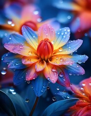 Beauty of dew-kissed petals, adorned with delicate droplets that dance in mesmerizing 4