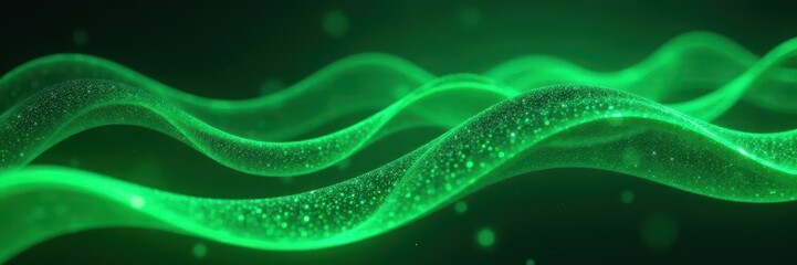 Emerald green digital wave, glowing neon lines, dynamic, style, bright