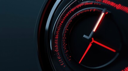 Futuristic Clock Face with Red Glow