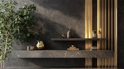 Modern Dark Marble Shelf Display