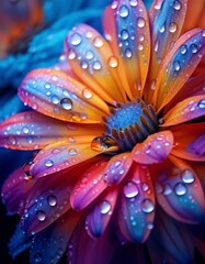 Beauty of dew-kissed petals, adorned with delicate droplets that dance in mesmerizing 2
