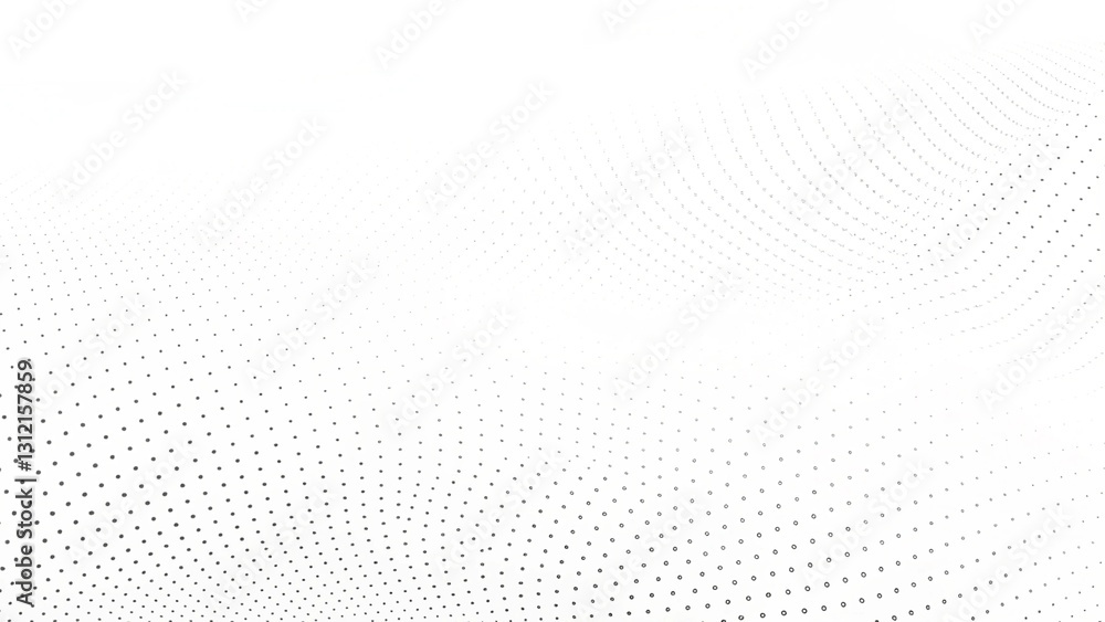 Poster abstract halftone background with wavy surface made of gray dots on white. abstract liquid shapes, w
