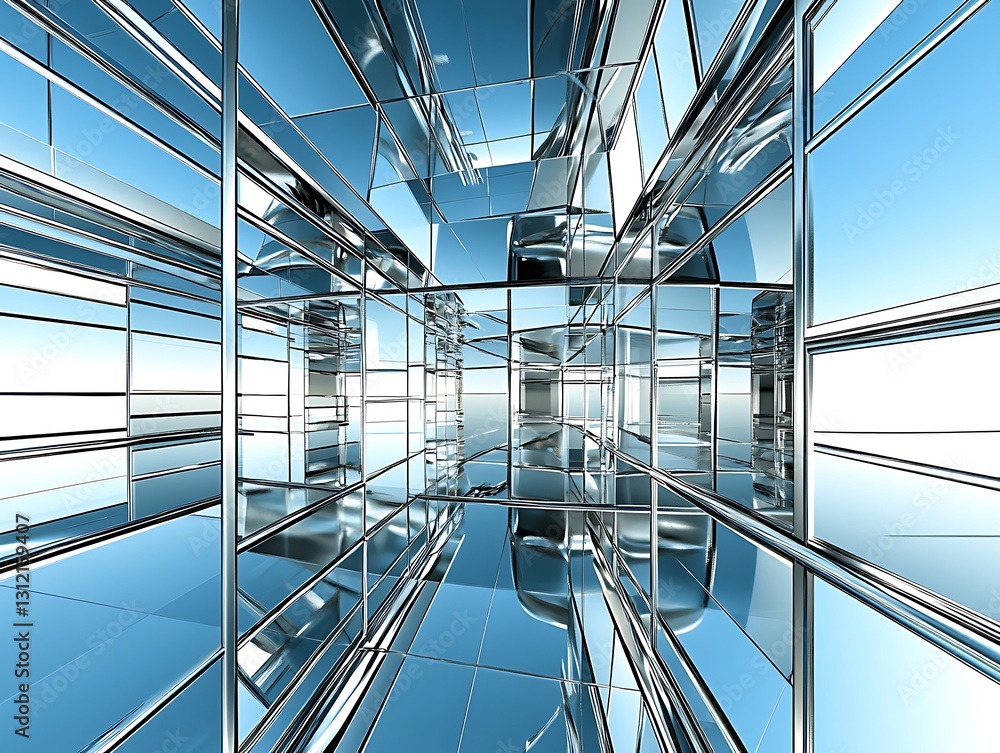 Poster abstract reflective structure composed of geometric elements