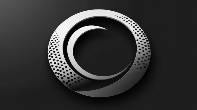 Abstract Silver Circle Design on Dark Background