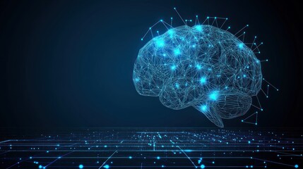 Abstract representation of a brain with digital network connections