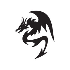 dragon silhouette logo template vector illustration. mythology monster sign and symbol.