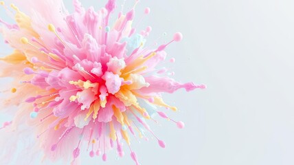 Obraz premium Pastel Pink Yellow Blue Paint Explosion Abstract Art Background