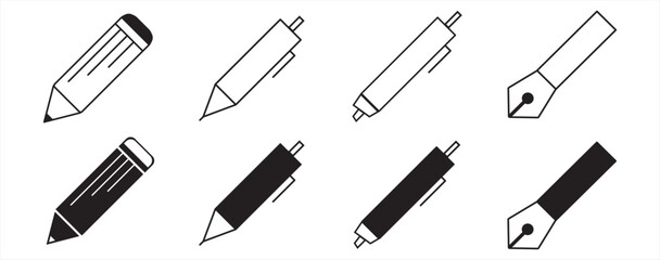 Pen Icon set with simple and modern design