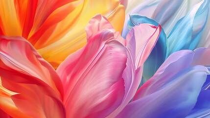 Naklejka premium Colorful background featuring a variety of fresh, delicate tulip flowers.