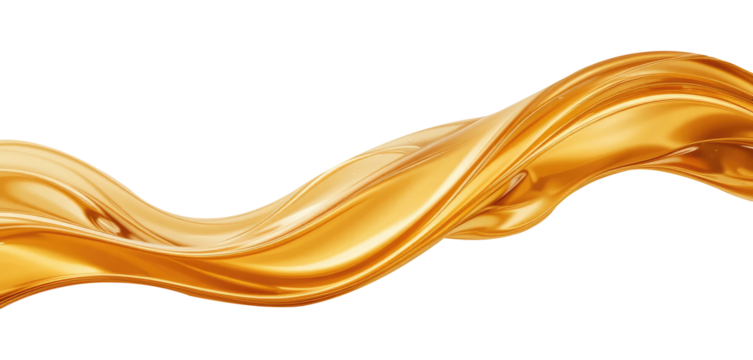 Flowing Golden Liquid Wave Cut Out, Transparent PNG Background.