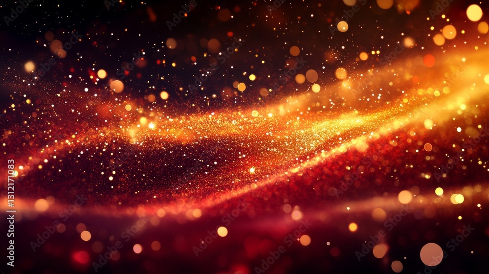 Poster dynamic swirls of golden particles dancing in cosmic space abstract graphics vibrant environment art