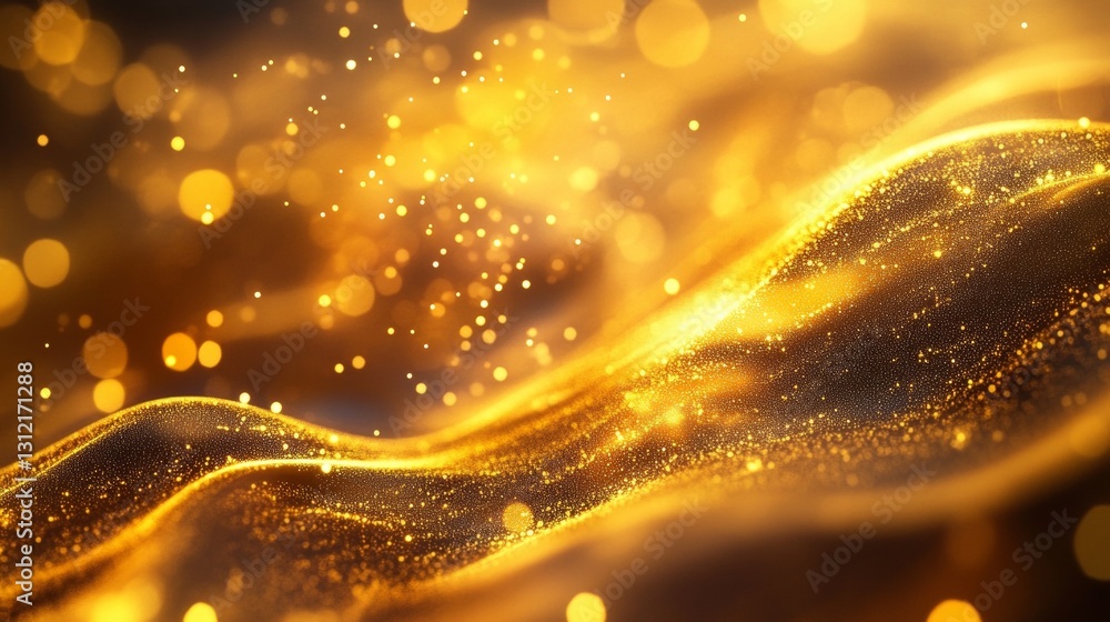 Poster captivating golden waves abstract background digital art elegant environment close-up view light and
