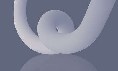 A sleek, modern 3D-rendered abstract composition featuring a smooth, tubular structure in a soft, muted white color