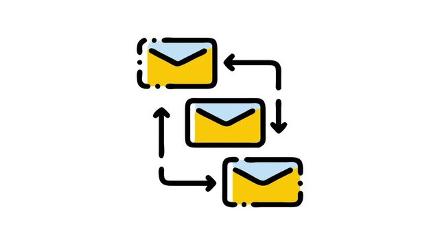  email sequence 2d icon animation