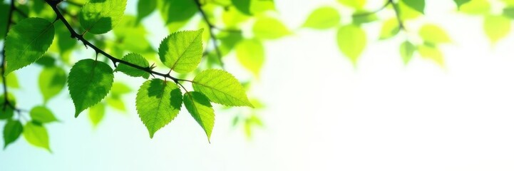 Fototapeta premium Tree branches with leaves isolated on white background, greenery, branches, nature
