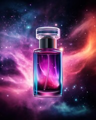 Futuristic Perfume Bottle with a Cosmic Galaxy Essence