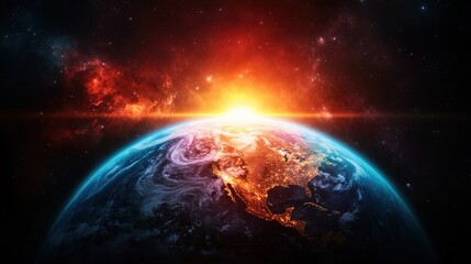 Obraz premium Breathtaking Sunrise Over Earth Captured from Outer Space Perspective