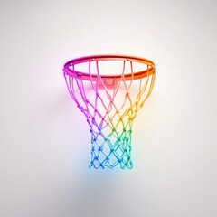 Neon Basketball Net Glowing on White
