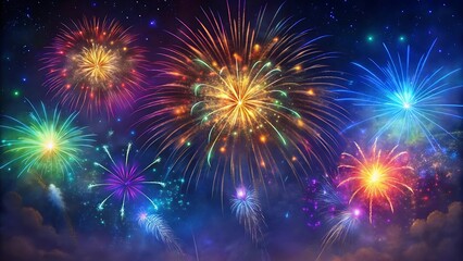 Colorful fireworks display at night